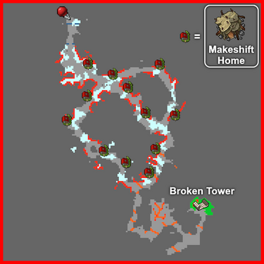 Localização dos Cristais e do Hollow Geode.
