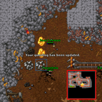 Personagem coletando ouro.