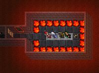 Quatro jogadores de level 100 ou mais devem se alinhar nos espaços e puxar a alavanca para ser teleportados até a quest.