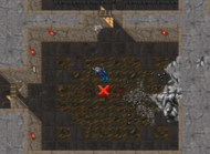 Use o Rake no SQM marcado na imagem para obter o Lump of Clay. Mensagem: You dig out a handful of ordinary clay.