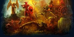 Venore Brilha em uma Nova Luz! - Update 9.8 - Inverno 2012 Na ilustração podemos ver: O Pântano de Venore, Marsh Stalker, Swampling, montaria Water Buffalo, Demon Outfit, O goblin Rafzan, Coryms e Dwarves ao fundo.