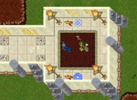 NPC Lucius e atalhos para Kazordoon e topo do templo.